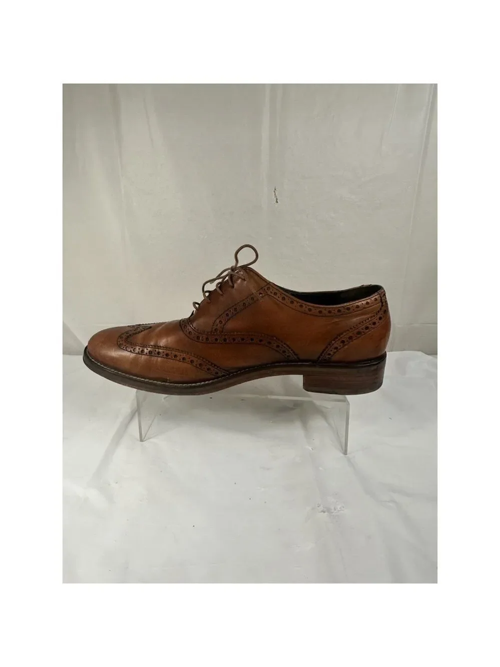 COLE HAAN COGNAC LEATHER WINGTIP BROGUE LACE UP OXFORD DRESS SHOES MEN'S 9.5M